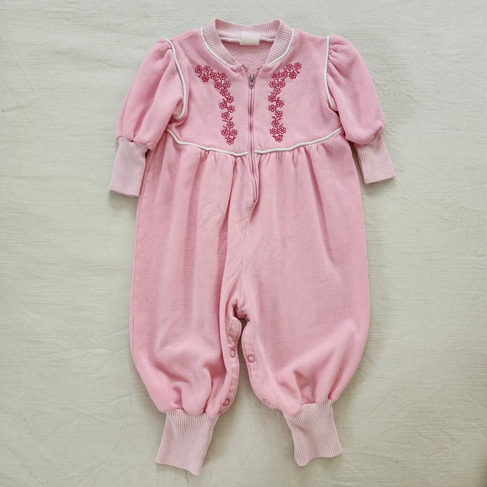 Vintage Floral Embroidered Pink Bodysuit 12 months